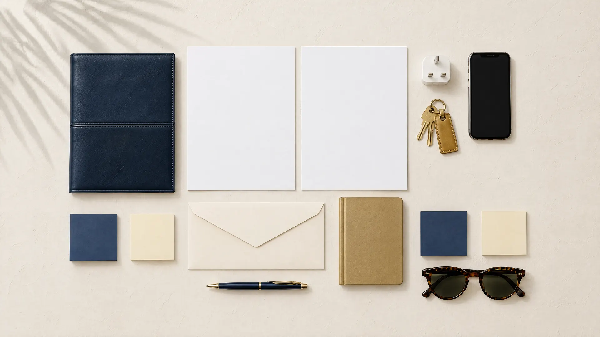The same items neatly arranged in a grid